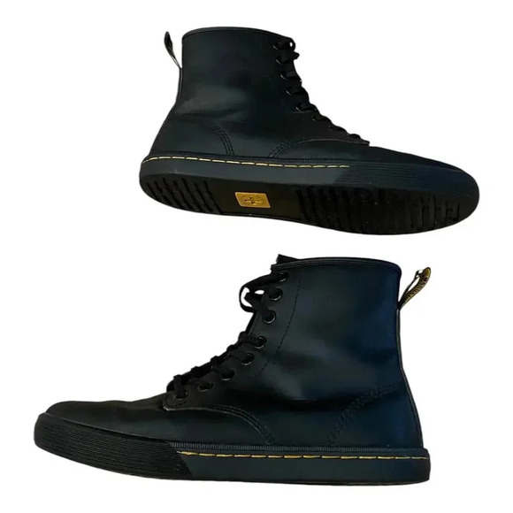 Dr. Martens Sheridan Black Combat Work Boots Women's US 6 Lace Up Leather - Picture 1 of 12